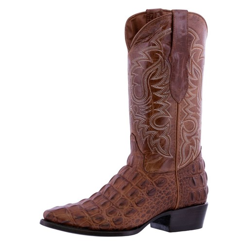 Mens Cognac Crocodile Alligator Pattern Genuine Leather Cowboy Boots J Toe Botas - Picture 5 of 7