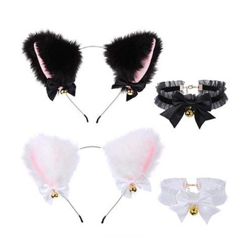 Cat Ear Bow Headband Claw Gloves Cosplay Plush Hairband Girl Headwear Women P6D4 - Picture 5 of 28