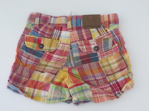 Girls Tucker & Tate Madras Plaid Adjustable Waist Summer Patchwork Shorts Sz 7 - Picture 2 of 4