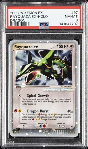 2003 POKEMON EX DRAGON #97 RAYQUAZA EX-HOLO PSA 8