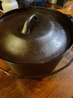 Antique Cast Iron Pre Griswold ERIE #8  Kettle Cowboy Bulge Bean Pot with lid