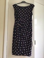 Brand New Elegant Poker Dot Navy & Beige Dress TK Maxx