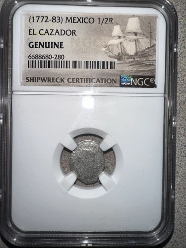 El Cazador Shipwreck 1/2 Real NGC Genuine Mexico Silver Coin 1772-83