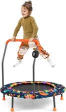 36" Trampoline Kids Mini Toddler Trampoline w/Colorful LED Lights  Bluetooth