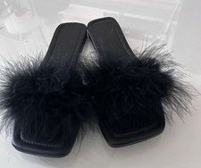 Furry Square Toe Flat Slippers