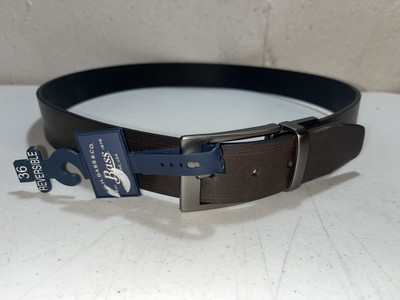 GH Bass Reversible Black / Brown Faux Leather Mens Belt Size 36 NWT