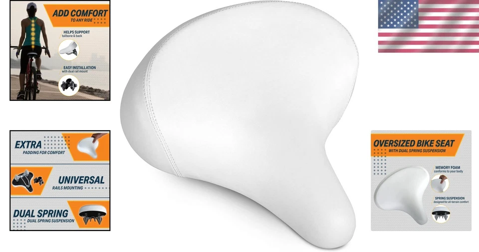 Asiento de bicicleta cómodo de ajuste universal para ciclismo de interior y exterior - límite de 350 lb Foto 2 de 4