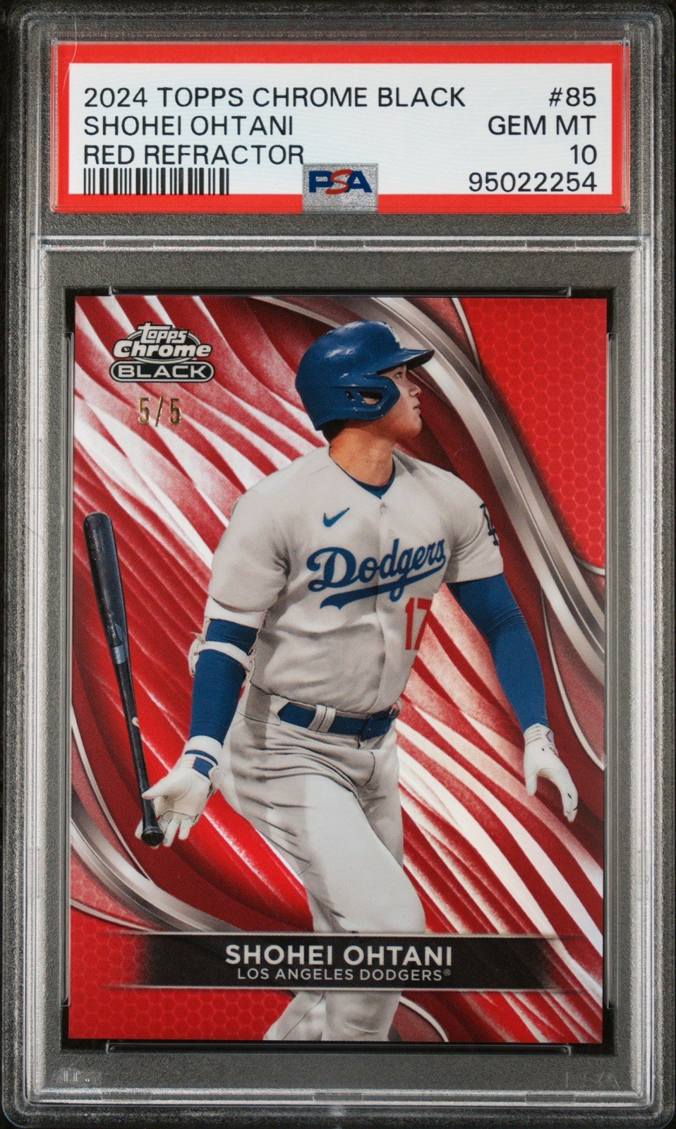 2024 TOPPS CHROME BLACK - RED - REFRACTOR #85 SHOHEI OHTANI /5 PSA 10