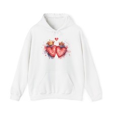 Watercolor Crowned Hearts Hoodie  Romantic Valentine Love Design