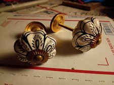 Glazed Ceramic VintagePumpkin Shaped Dresser Cabinet Knobs And Handles Lot of 5
