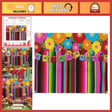 Cinco De Mayo Fiesta Backdrop 7x5ft  Colorful Striped Party Decor Banner