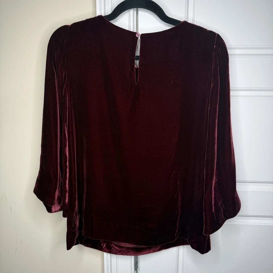 Boden Топ женщин США 2 красный бархат блузка кимоно рукав лодка шеи пуловер твердое тело - Изображение 2 из 4