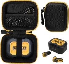 CaseSack Carrying Case for DEWALT Jobsite Pro‑X1 TWS Earbuds – Semi‑Hard Black