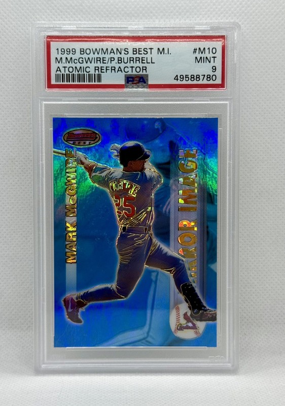1999 Bowman's Best ATOMIC REFRACTOR Mark McGwire Burrell PSA 9 Mirror Image