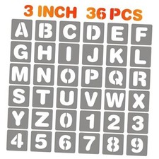 BAMIDELE Letter and Number Stencils, 36 Pcs Reusable Plastic Alphabet 3 Inch