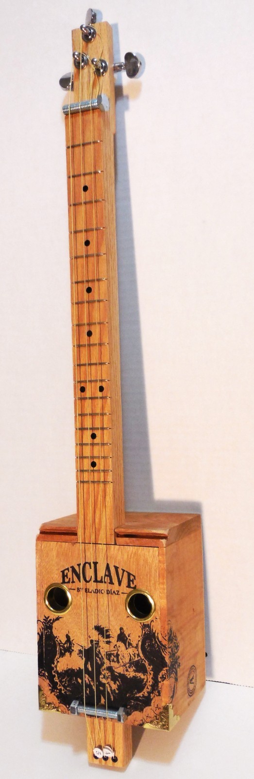Cigar box guitar, 3 string, metal frets,  free piezo PU (see desc)   (#193ns)