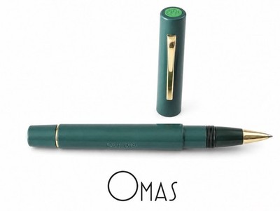 OMAS Ballpoint Pen Extra 556 Oil Green & Gold Refill Roller Vintage