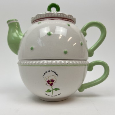 VTG Susan Branch Tea For One Teapot Mug Glad I Wasn t Born Before Tea 2002