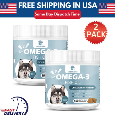 2 Pack Omega 3 Fish Oil for Dogs Skin and Coat Supplement Dry Itchy Skin Relief
