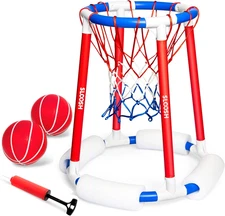 Floating Pool Basketball Hoop Game w/2 Balls Pump Water Toy for Kids Adults 2pcs