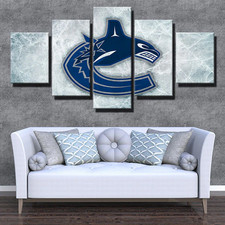 Vancouver Canucks Scratched Ice Logo NHL Hockey 5 Piece Panel Canvas Wall Art