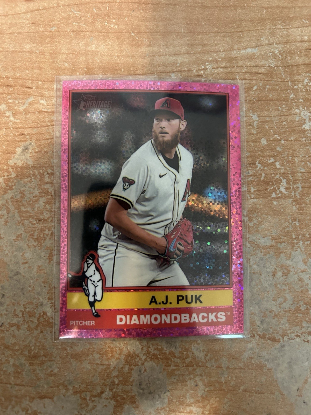 2025 Topps Heritage - A.J. Puk #490 Chrome Pink Sparkle Refractor