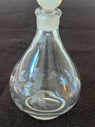 Vintage Lentheric Bouquet 4 oz Etched Perfume Bottle w/ Stopper 5.5" Tall Empty - Picture 4 of 13