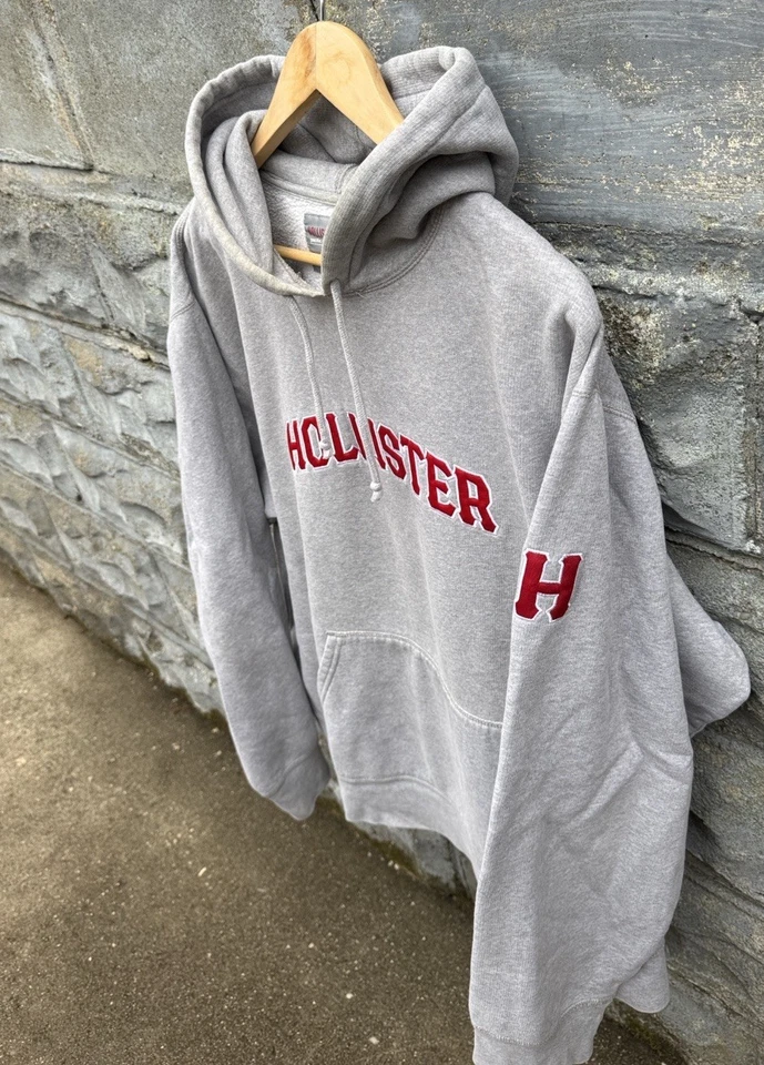 Sudadera con Capucha Hollister De Colección Para Hombre XL Sudadera con Capucha Envejecida Y2K Gris Surf Foto 4 de 4