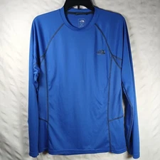 The North Face Shirt Blue LongSleeve Crew Tech Hiking Vapor Wick Mens M Womens L