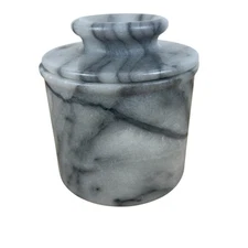 Gray Marble 2 Piece Butter Bell Crock (4" tall W/Lid X 3 3/4" W)
