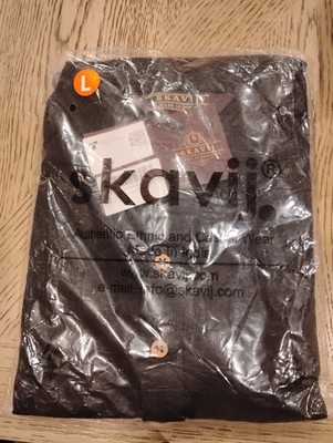 Skavij Men's Black Cotton Knit Sweater Button Accent Size L