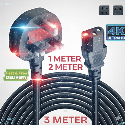 NETZKABEL UK-STECKER AUF IEC-KABEL (STÜCK NETZ WASSERKOCHER KABEL) C13 1 M/2 M/3 M/5 M/10 M POSTEN