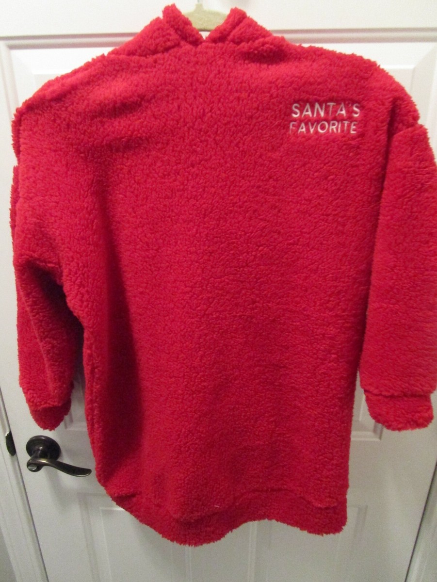 SUGAR JADE TEEN GIRLS L/S RED SHERPA SANTA'S FAVORITE NIGHTGOWN