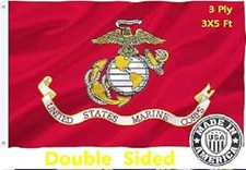 US Marine Corps USMC Flag 3x5 Double Sided Heavy Duty Polyester Licensed