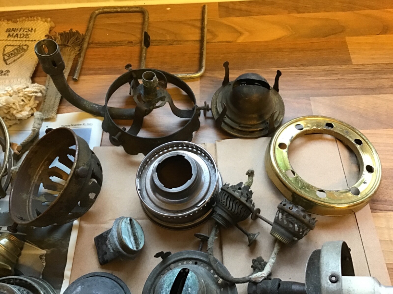 Vintage Antique Brass Oil Lamp Parts Job Lot eBay