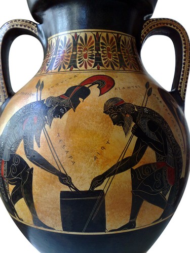 Ancient Greek Achilles and Ajax playing dice Amphora Vase Museum Replica - Picture 12 of 12