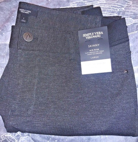 Women's Simply Vera Vera Wang Ponte Skinny Pants size L Charcoal Gray-more Black - Picture 2 of 3