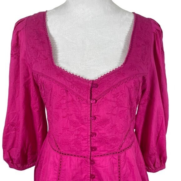Free People NEW Boho Lisa Lace Eyelet Midi Dress Size L Fuchsia $298 | eBay Free People NEW Boho Lisa Lace Eyelet Midi Dress Size L Fuchsia $298 | eBay