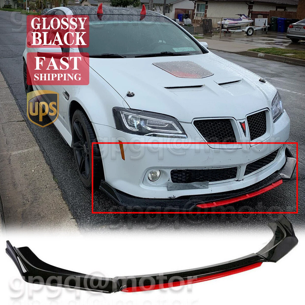For Pontiac G6 G8 GTO Grand Prix Glossy Black Front Bumper Lip