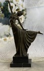 GRANDE FIGURINE BASE MARBRE SCULPTURE BRONZE ART DÉCO DANSEUR DIMITRI CHIPARUS