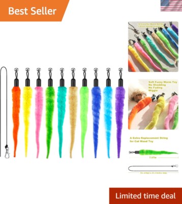 Vibrant 10PCS Wiggle Worm Toy Set for Indoor Cats with Extra Black String