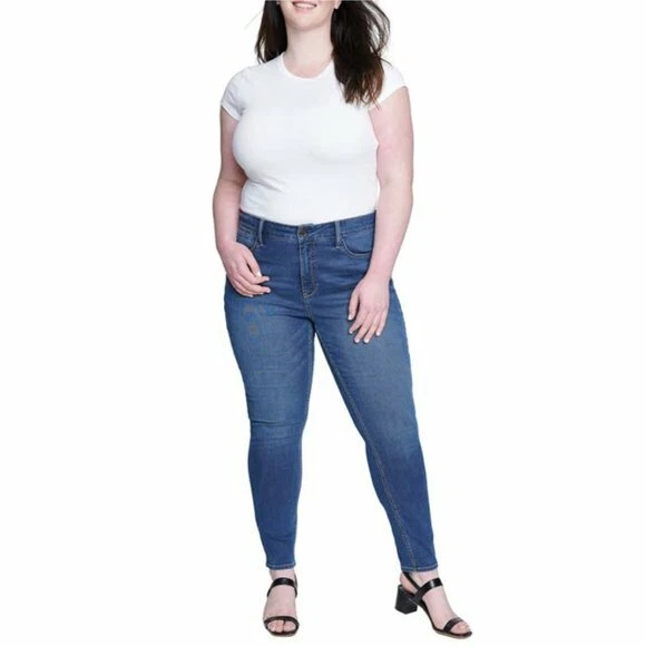 Seven7 Womens Medium Wash High Rise Stretchy Skinny Jeans Plus Size 22W NWT