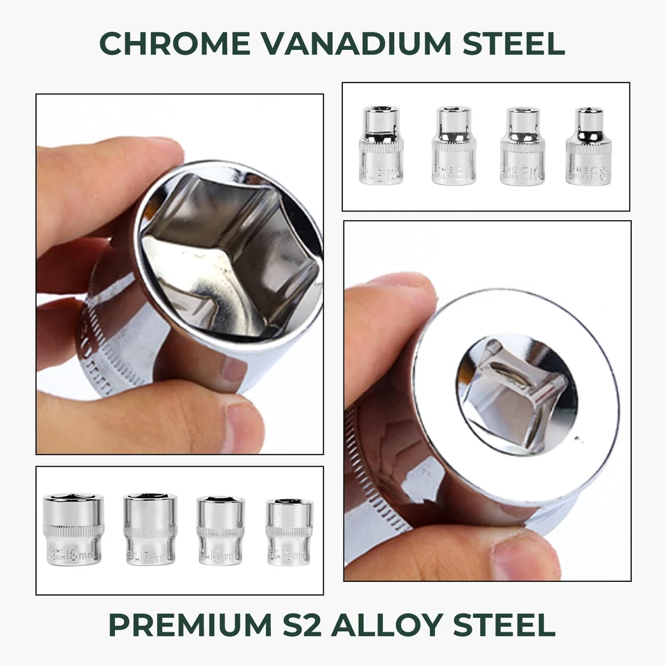 121pcs 1/2" 1/4" 3/8" Socket and Drive Tool Set Ratchet Wrench Sockets Set - Image 3 of 4