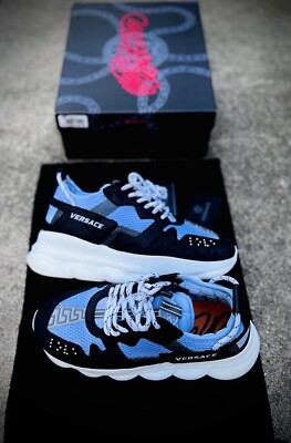 Versace Chain Reaction Men s Light Blue  Shoes US Size 10.5