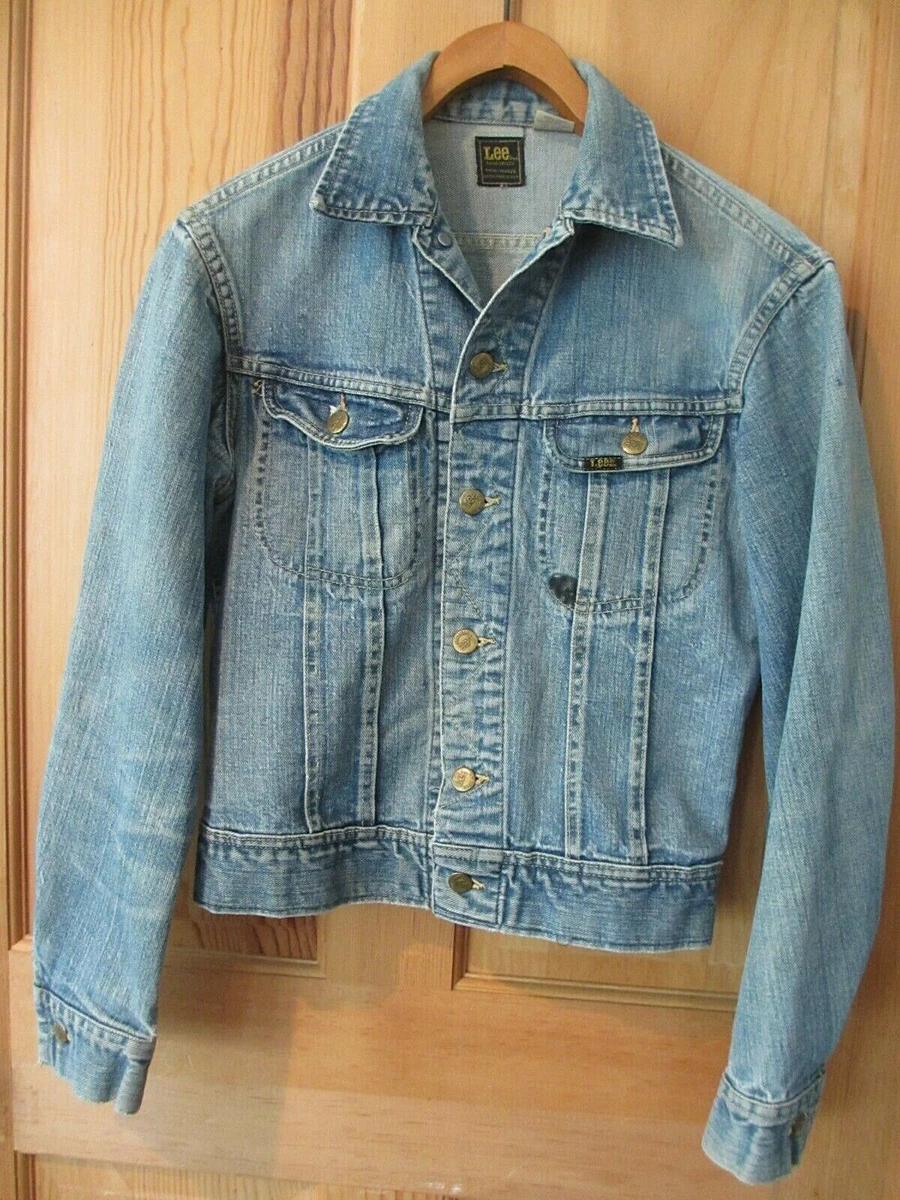 VTG 60s LEE SANFORIZED PATD 153438 UNION MADE USA DENIM JEAN JACKET S 38