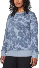 Mondetta Womens Lightweight Printed Sweatshirt Pullover Active Top, Blue, Medium