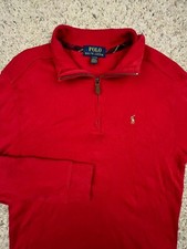 Polo Ralph Lauren Boys XL 18-20 Red 1/4 Zip Long Sleeve Sweater Cotton w Pony