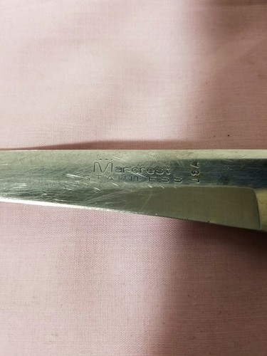 Vintage MAR-CREST Kitchen Knive Stainless Steel USA Wooden Handle - Picture 2 of 4