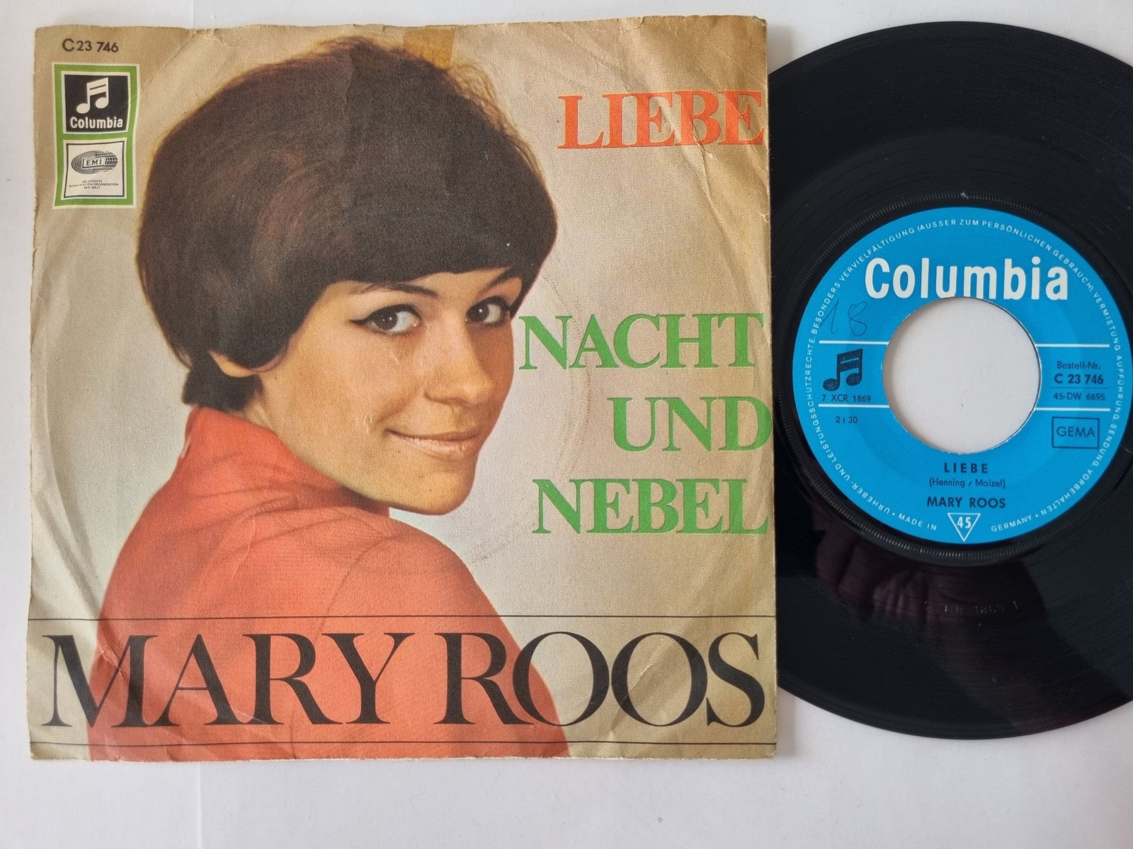 Mary Roos - Liebe/ Nacht und Nebel 7'' Vinyl Germany