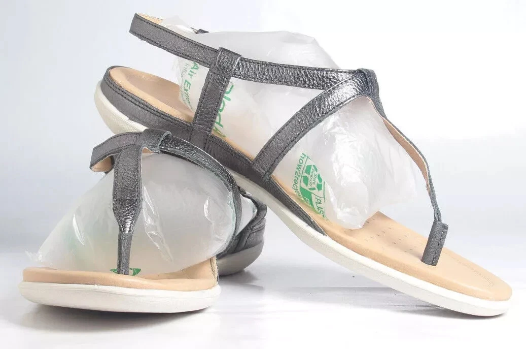 Scarpe donna sandali ECCO Flash pelle grigio metallizzato taglia 11US 42EU NUOVI in SCATOLA